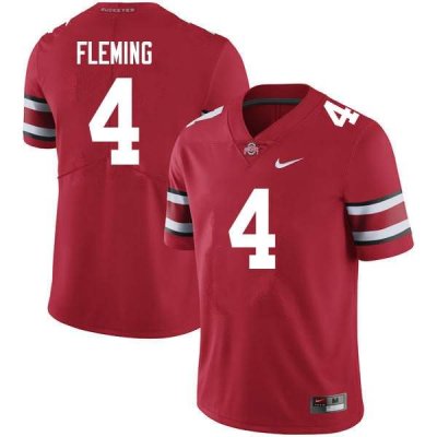 NCAA Ohio State Buckeyes Men's #4 Julian Fleming Scarlet Nike Football College Jersey HKS0245EH